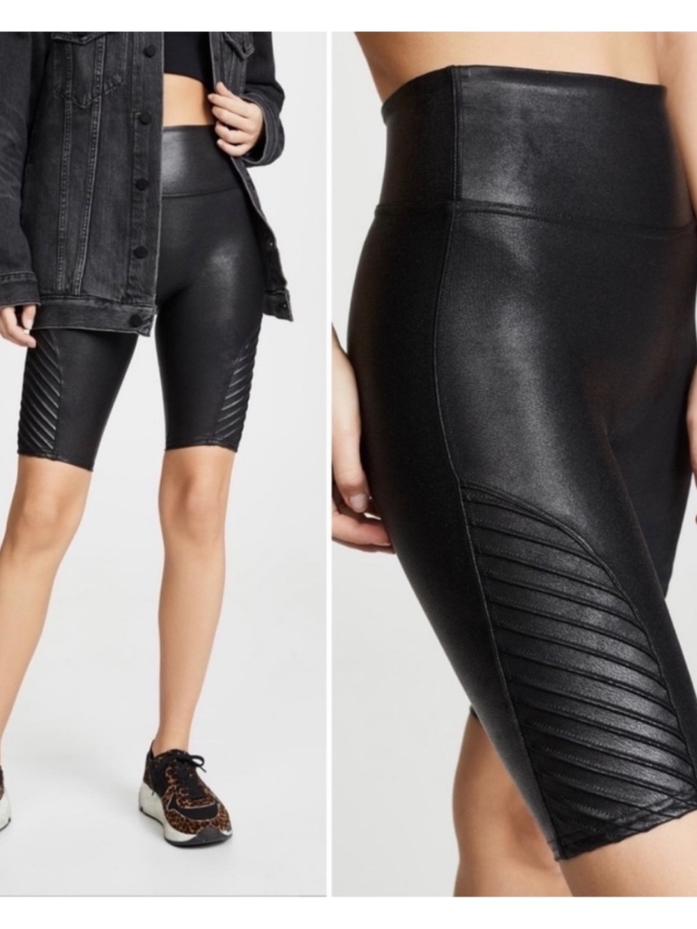 Spanx Faux Leather Moto Bike Shorts, Size Medium